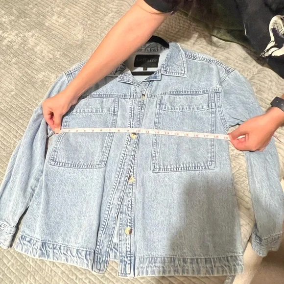 Laffair Light Wash Denim Jacket - Pale Blue - Picture 2 of 4